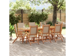 Juego de comedor de jardín de 9 piezas en acacia maciza y textilene, Dkd Home Decor