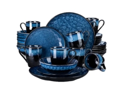Juego de vajilla, diseño azul estrellado, esmalte resistente al horno, 32 piezas OEM