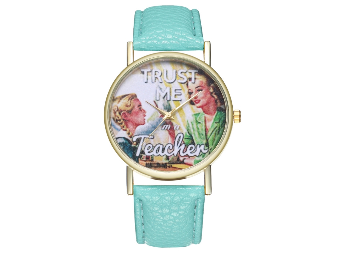 Reloj De Pulsera Analógico De Cuarzo Con Correa Pu Para Mujer Regalo Cariño (menta)