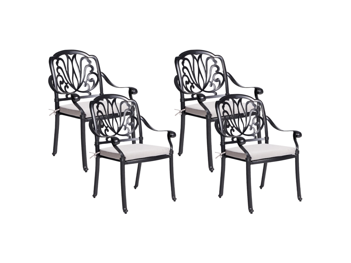 Conjunto de 4 sillas BELIANI Ancona de Aluminio Negro 68x65x97