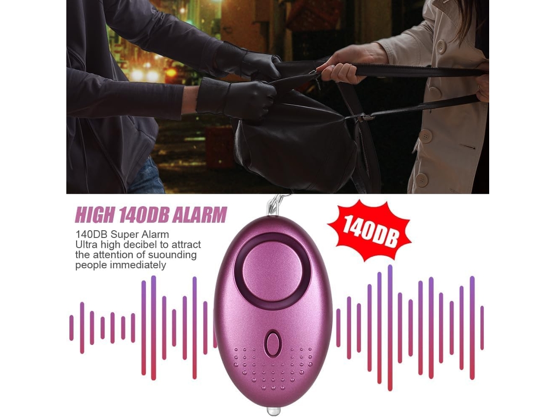Juego de 5 alarmas personales, alarma de autodefensa con llavero, multicolor Tommy01
