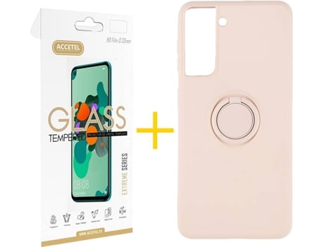 Carcasa + Protector de Pantalla para Samsung Galaxy S22 Plus 5G ACCETEL Rosa Pastel