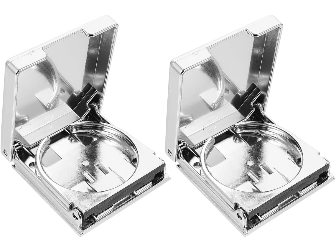 Juego De 2 Portavasos De Fútbol, Metal Plateado, Soporte Antideslizante.
