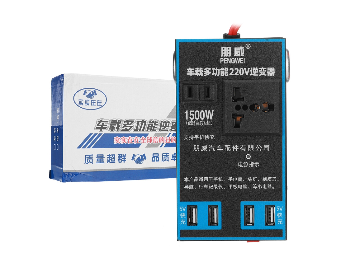 Inversor De Energía Solar De 1500 W, Convertidor De 12 V/24 V Cc A 220 V Ca, 4 Puertos Usb Para Coche