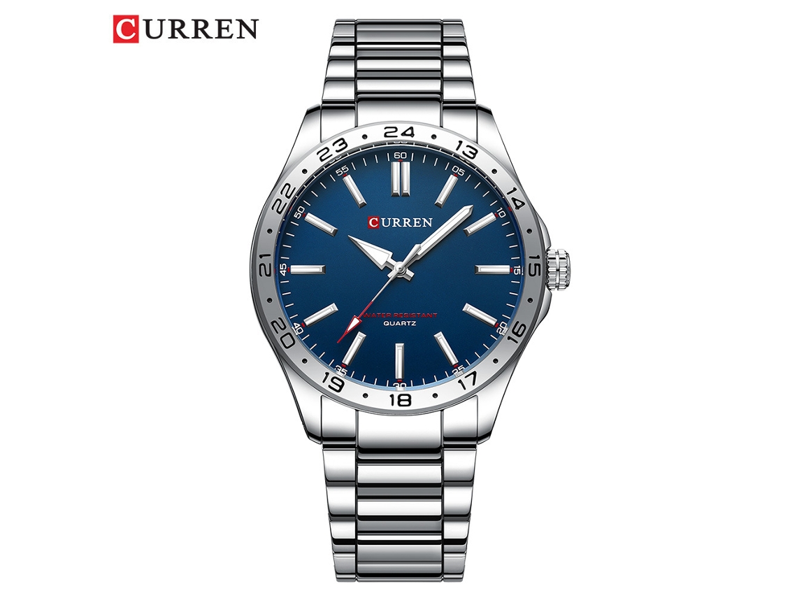 Reloj De Negocios Para Hombre (plateado Y Azul) Con Correa De Acero Inoxidable, Pantalla De 24 Horas, Reloj Casual Para Hombre.