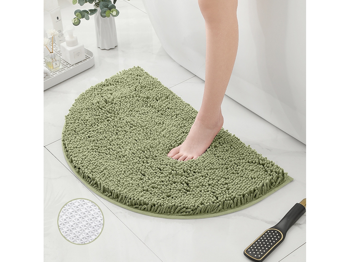 Alfombra de Baño LUUCOZK Antideslizantes Decoración Baño Secado Rápido Absorbentesparte Inferior Poliéster Verde (50x80cm)