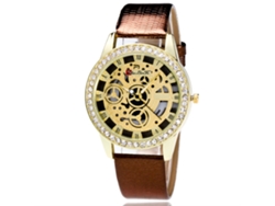 Reloj De Pulsera Analógico De Cuarzo Para Mujer, De Aleación, Estilo Moderno, Esfera Redonda Marrón.