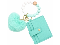 Cartera Polski De Cuero Sintético Verde Con Pulsera Y Llavero De Pompon Para Tarjetas Y Llaves Mujer
