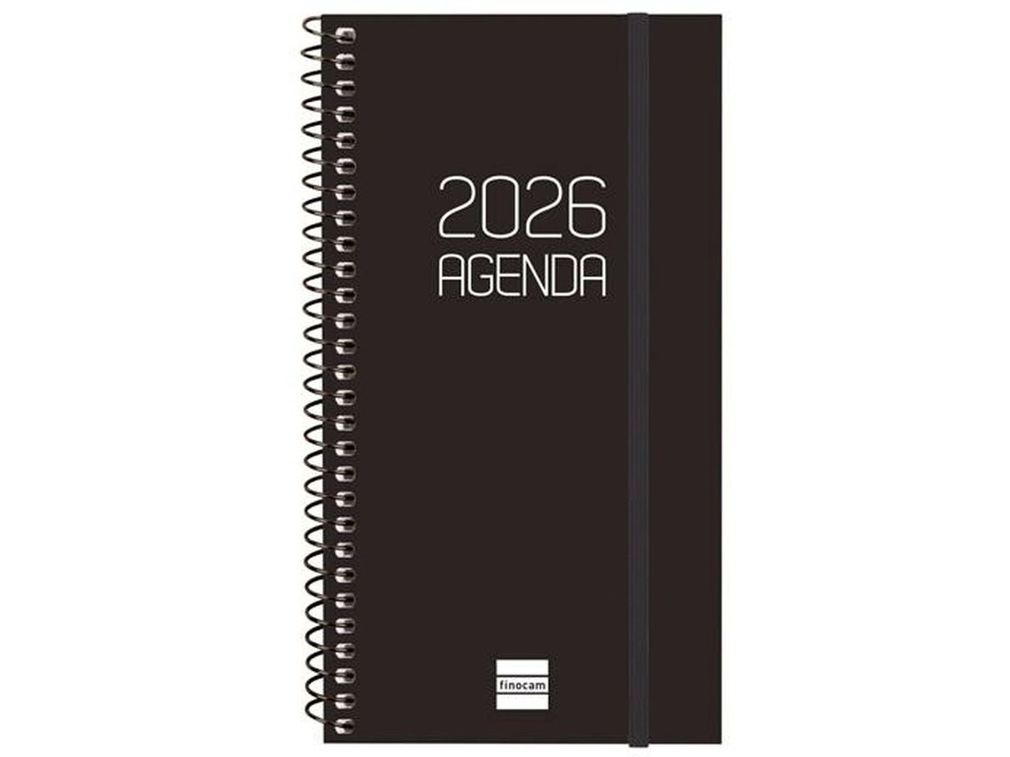 Agenda Finocam negra opaca 9,4 x 17,1 cm 2026