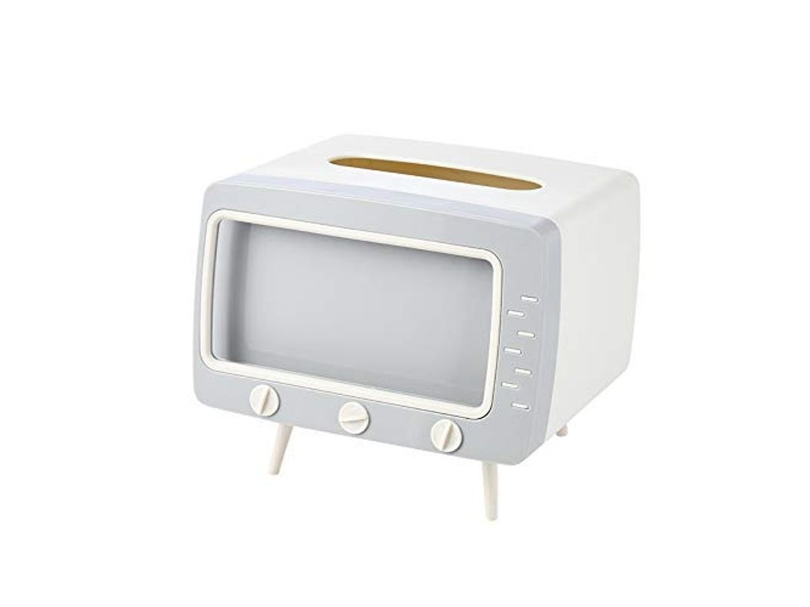 Caja De Papel Higiénico Con Mando A Distancia Y Soporte Para Teléfono Móvil, Con Forma De Televisor Antiguo, Blanca, Estilo Bonito.