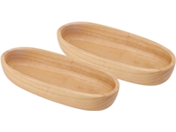 2 bandejas ovaladas de madera de caucho, sencillas y bonitas, para dulces y frutas, platos y cuencos Gokoco