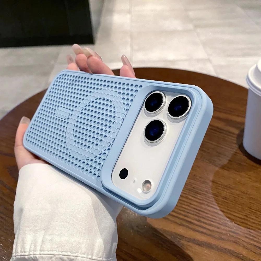 (azul, Iphone 17 Pro) Funda Para Teléfono Con Diseño De Malla Perforada Para Disipación De Calor, Compatible Con Magsafe.