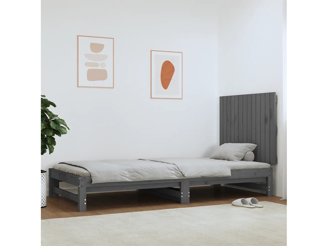 Cabecero De Cama De Pared Madera Maciza Pino Gris 82,5x3x60 Cm