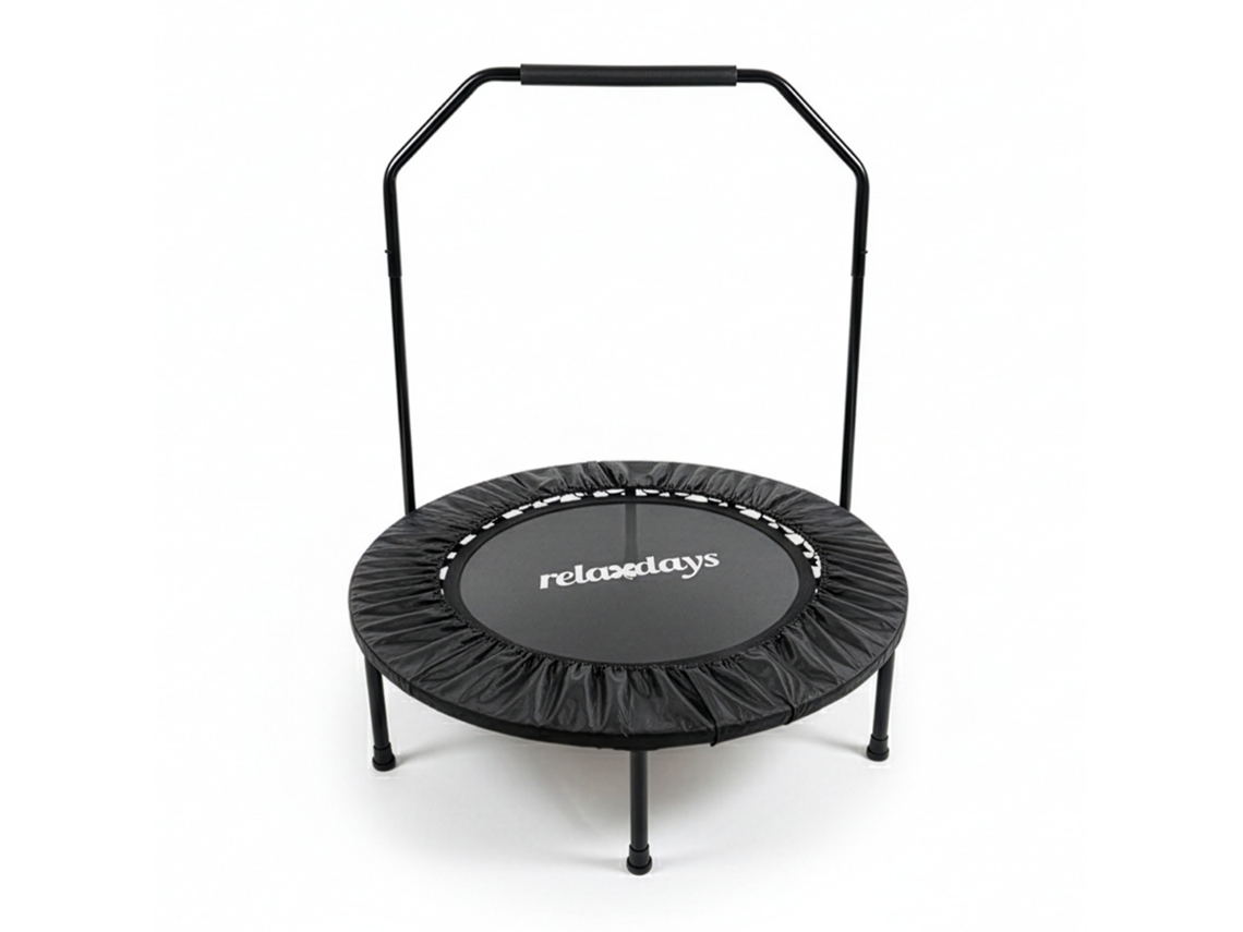 Trampolim Relaxdays Com Barra De Apoio Ø 102 Cm, Minitrampolim Dobrável Até 120 Kg, Para Interior, Preto