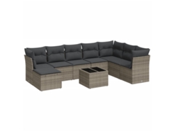Conjunto 9 de muebles de jardín VIDAXL y cojines ratán sintético gris