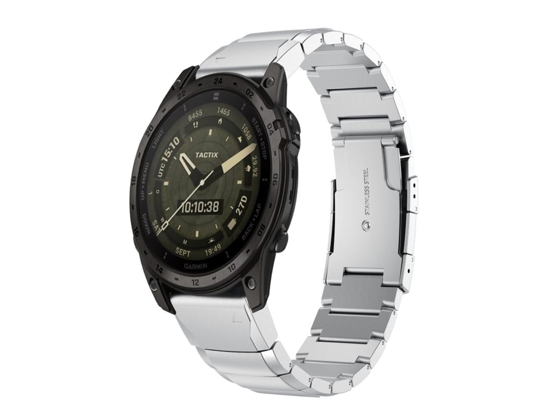 Pulseira para Garmin Tactix 7 AMOLED - Aço Inoxidável - Estampa de Capacete Tartaruga (26mm) Preta