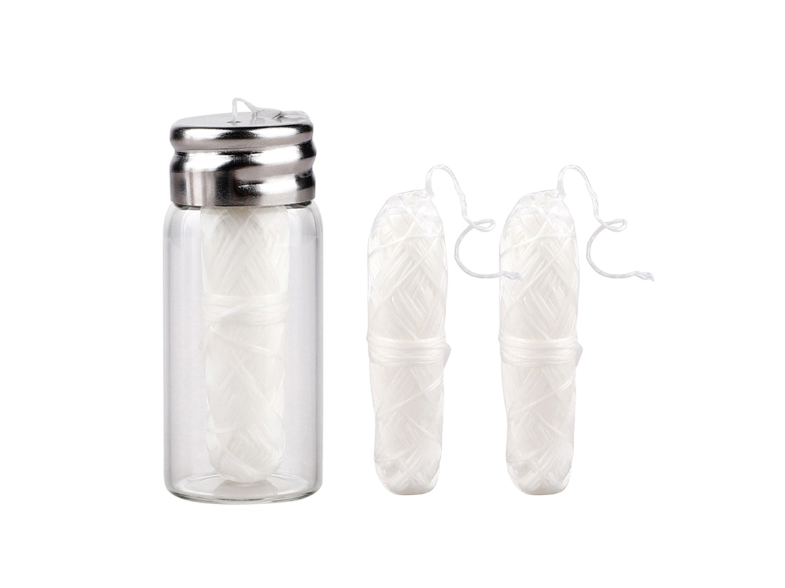 MEOIRUERY Hilo Dental en Bastoncillo con Sabor a Menta, 30m, Formato de Nave Espacial, Envase de Papel y Botella de Vidrio