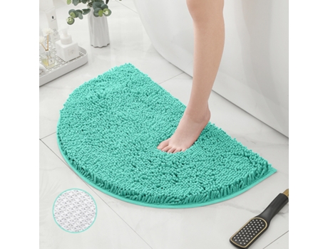 Alfombra de Baño LUUCOZK Antideslizantes Absorbentes Secado Rápido Decoración Baño Fondo Tpr Poliéster Verde (MeioCírculo50x80cm)