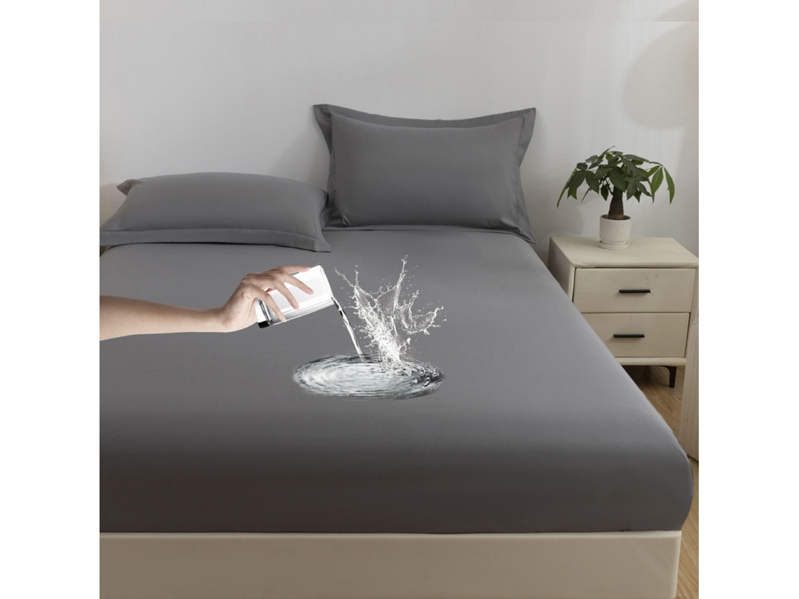 Protector De Colchón Impermeable, Funda De Almohada No Incluida, Suave Y Delicado Para La Piel, Gris Oscuro, 180x200cm. Panoona