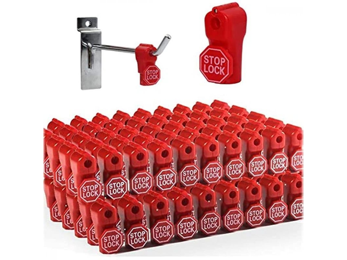 2026da-cierre De Seguridad Para Gancho De Pared 6mm Plástico Rojo Antirrobo Para Tiendas Minoristas (100 Piezas)