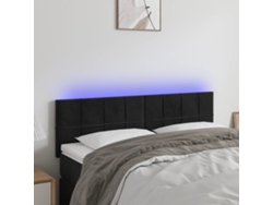 Cabecero Con Led De Terciopelo Negro 144x5x78/88 Cm