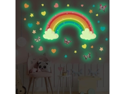 Pegatinas de pared que brillan en la oscuridad con diseño de arcoíris, pegatinas luminosas de arcoíris y corazones para paredes y techos.