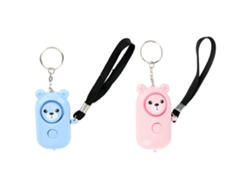 Llavero Con Luz Led De Oso De Alarma De Emergencia De 130 Db (2 Unidades) Para Mujeres, Niños Y Personas Mayores - Rosa Y Azul