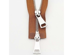 Hebilla Metálica Para Chaqueta Con Dos Deslizadores, Abierta, 90 Cm, Marrón, Accesorio De Costura Diy, 1 Unidad