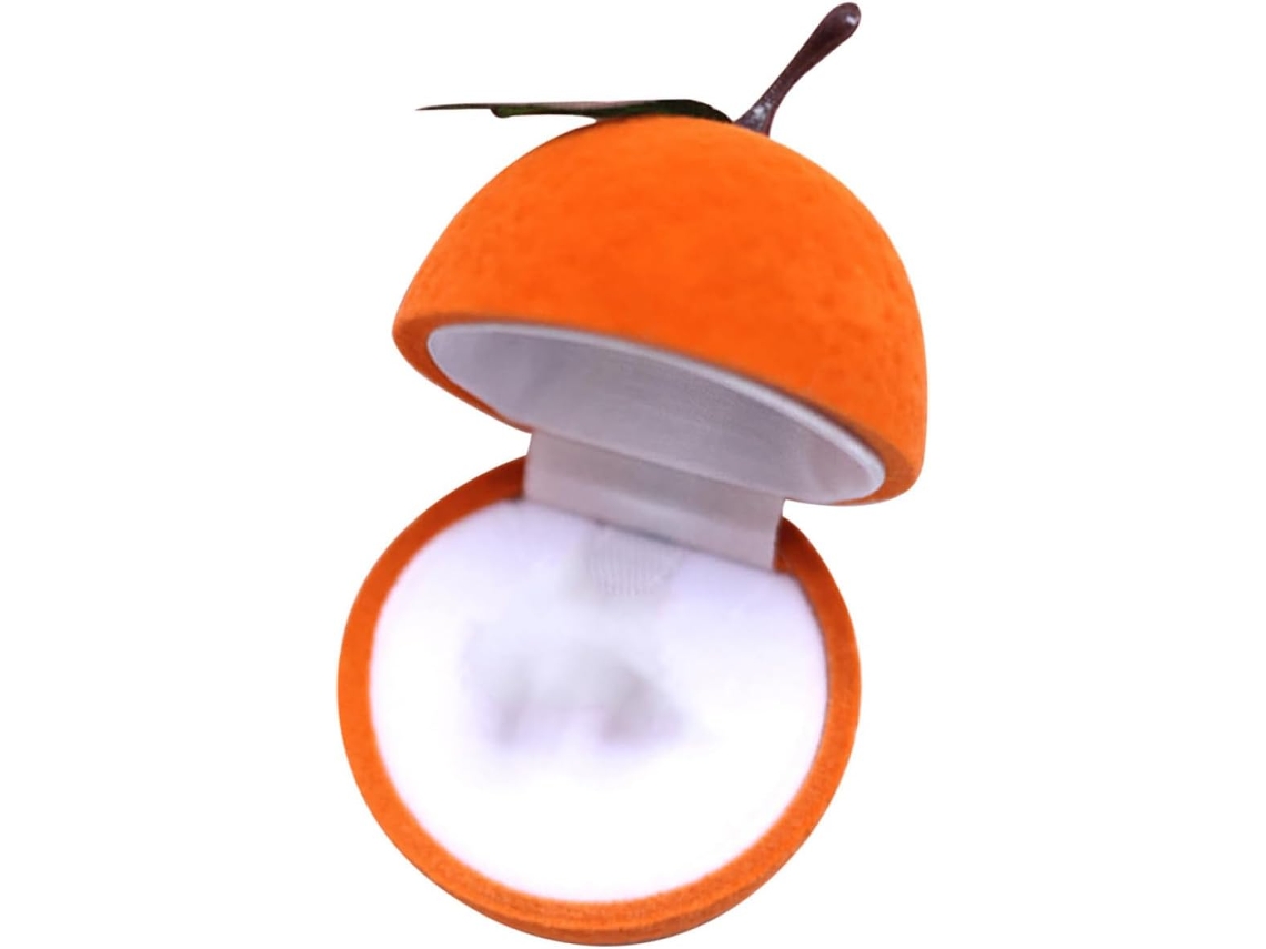 Anillos Guardar Forma Segura Pendientes Diseño Naranja Aterciopelado Plástico Ligero Diario Cumpleaños Caja