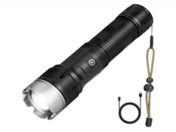 Linterna y lámpara de trabajo LED Yunzii de 80000 lúmenes, recargable, súper brillante y potente, con zoom, color negro.