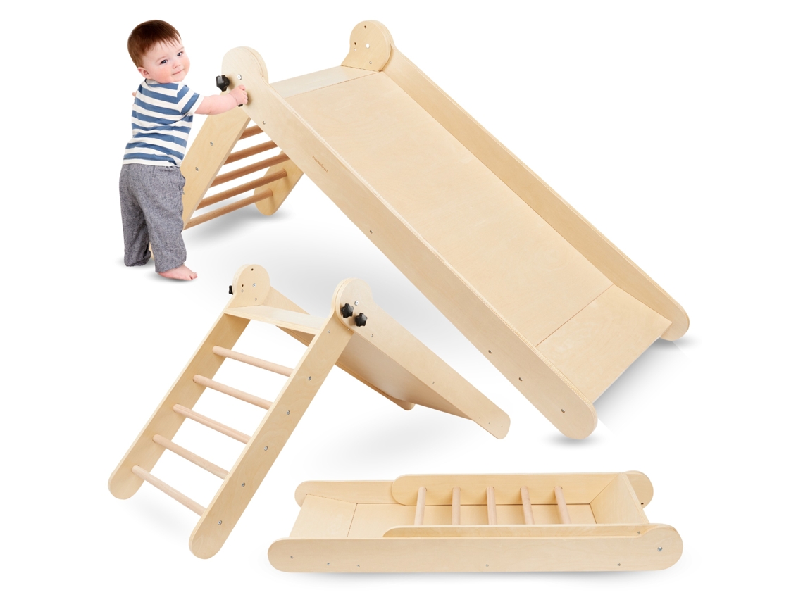 Tobogán De Madera Plegable Con Escalera Para Niños – Juego Interior Seguro Desde 3 Años
