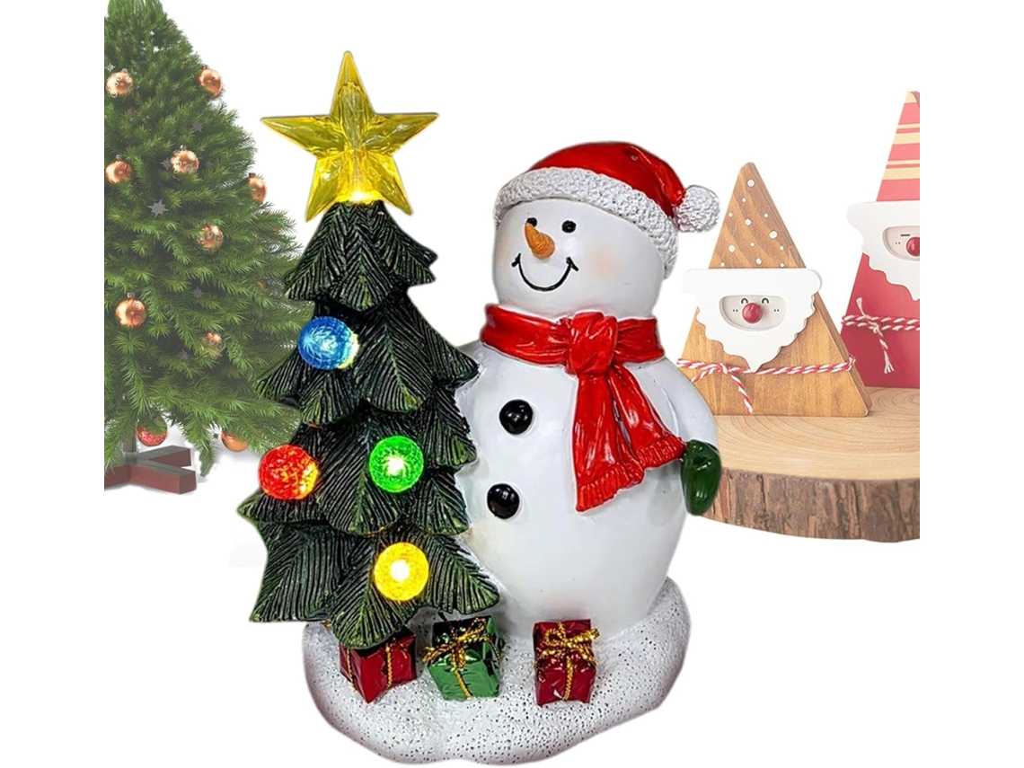 Figura navideña de Slowmoose con árbol y muñeco de nieve