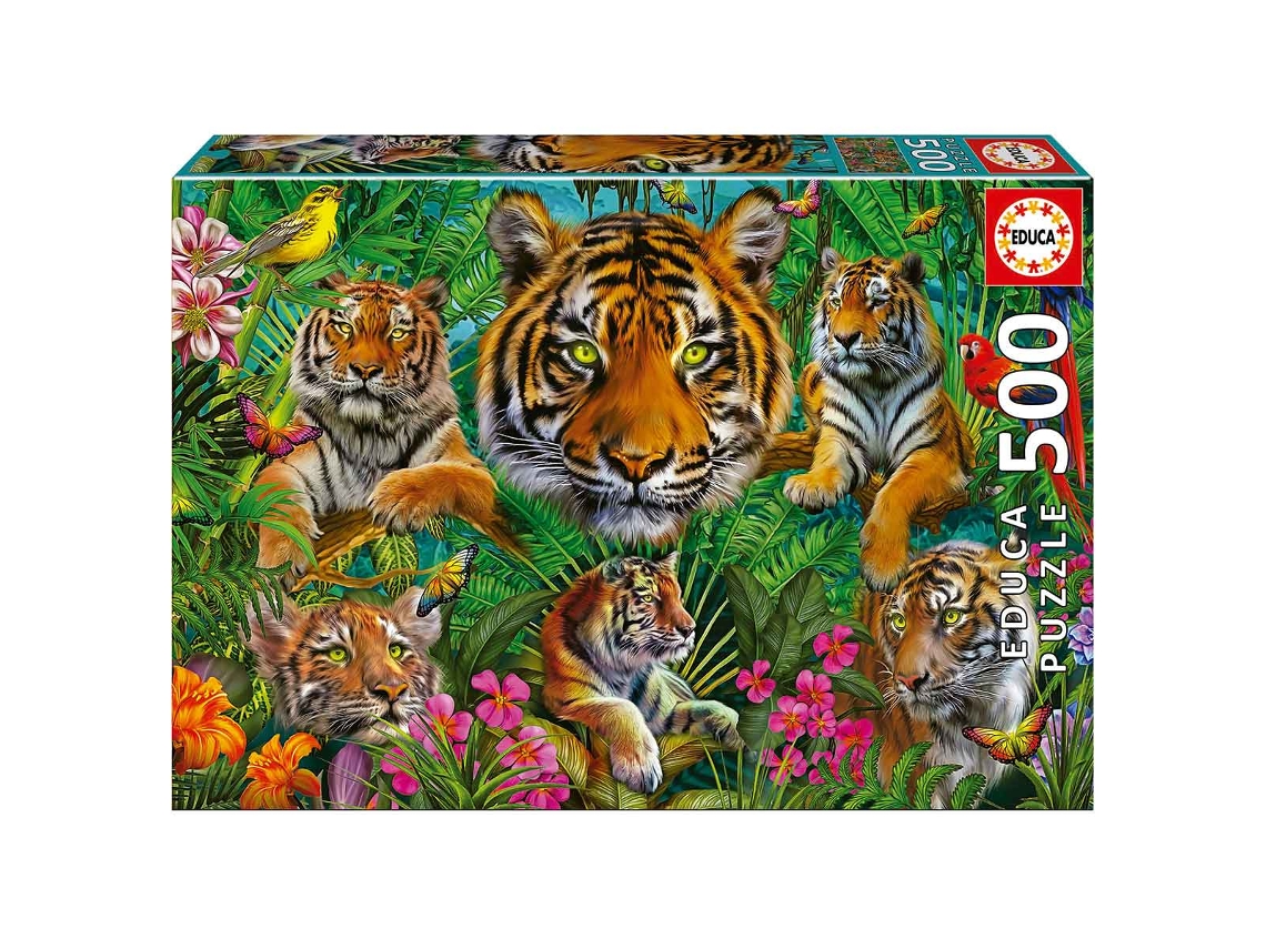 Puzzle EDUCA de 500 Piezas Jungla de Tigres 19902