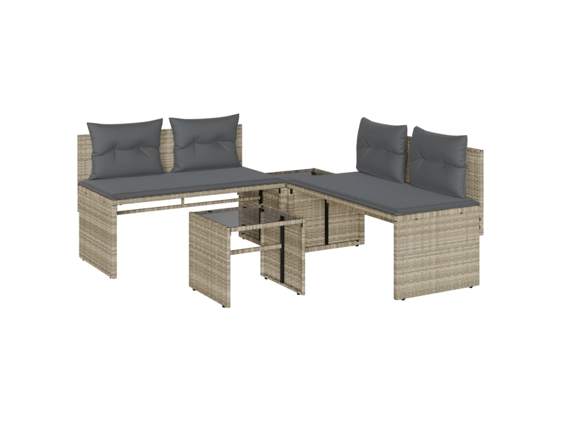Maison Exclusive - Set De Sofás De Jardín 4 Pzas Y Cojines Ratán Sintético Gris