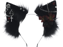 Diadema De Peluche Con Orejas De Lobo Y Flores Para Adolescentes Y Adultos Con Temática De Anime.