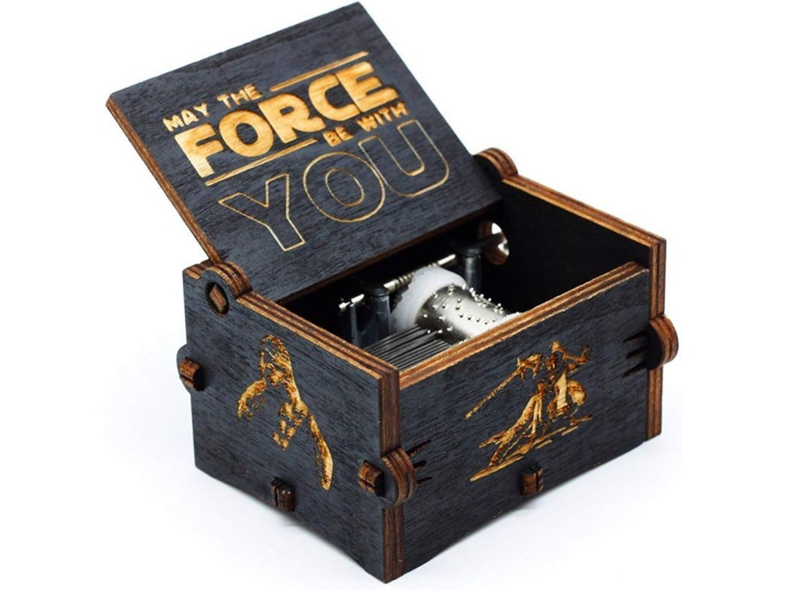 Caja De Música De Madera Negra De Star Wars 2025, Antigua Y Manual Con Detalles Tallados.