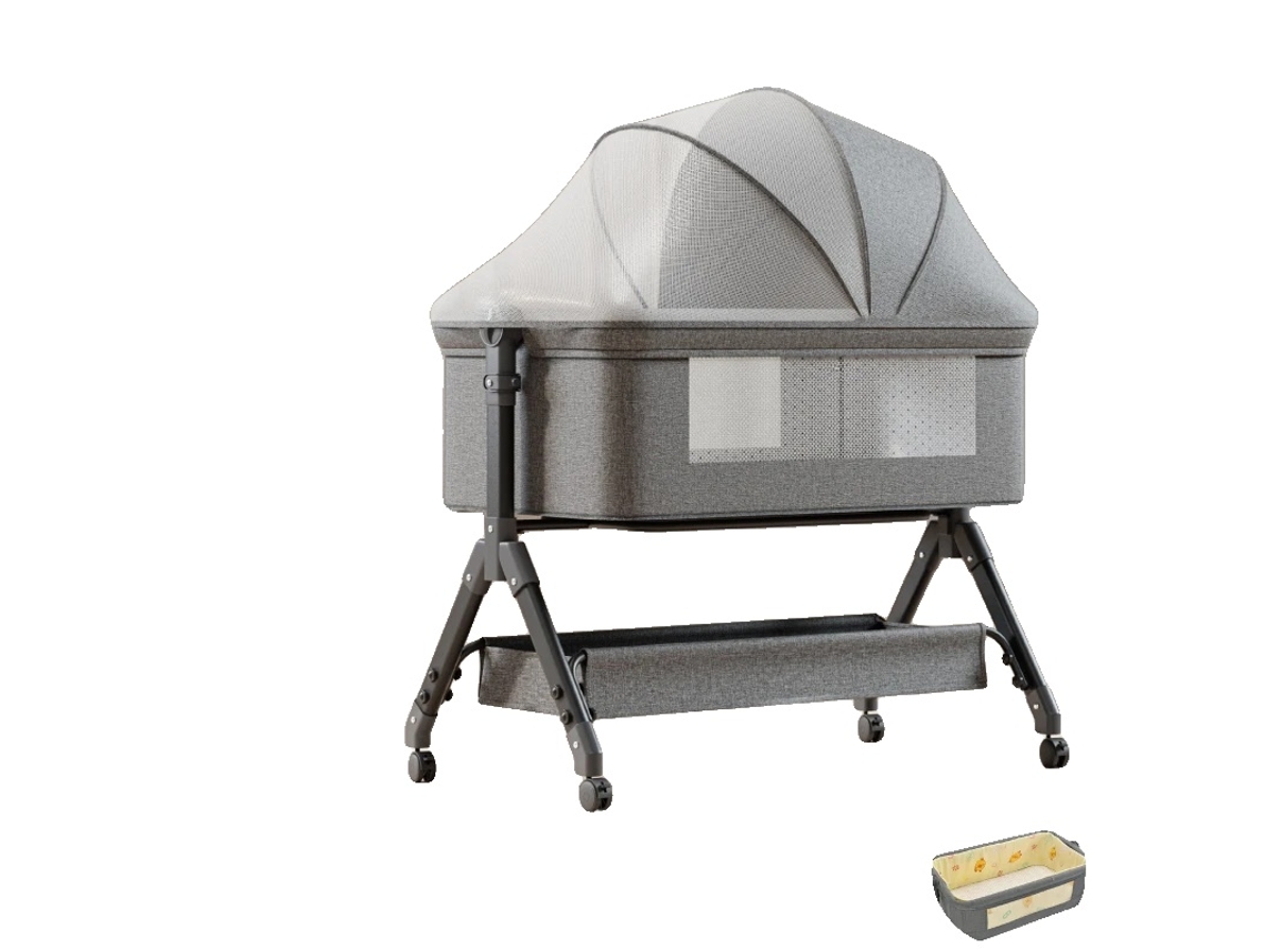 Cuna portátil para bebé, altura ajustable, gris OEM