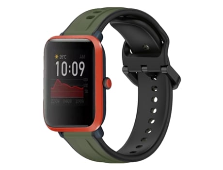 Correa de reloj inteligente para Amazfit Bip 1S 20 mm Bucle convexo de silicona bicolor (verde oscuro + negro)