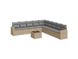 Maison Exclusive - Juego De Sofás Jardín Con Cojines Beige 10 Pzas Ratán Sintético