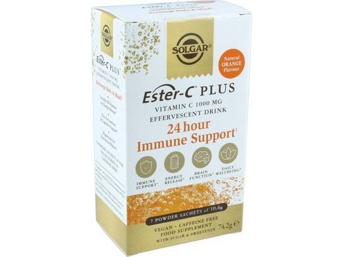 Té SOLGAR Éster-C Plus Efervescente (7 carteiras de 10.6g (Laranja))