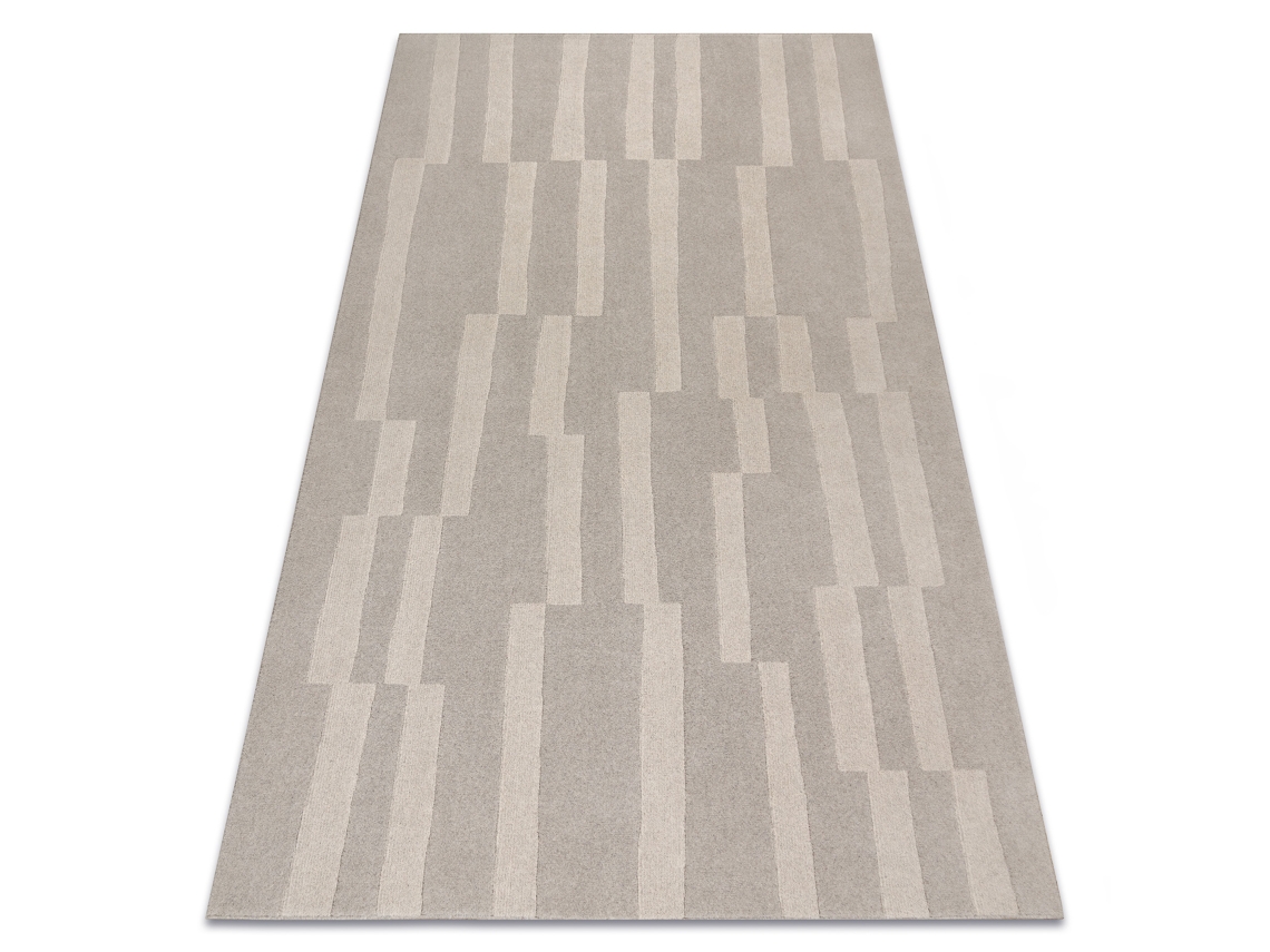 Alfombra De Lana Textura 488.17.la110 Osta - Geométrico Estructural Gris / Beige