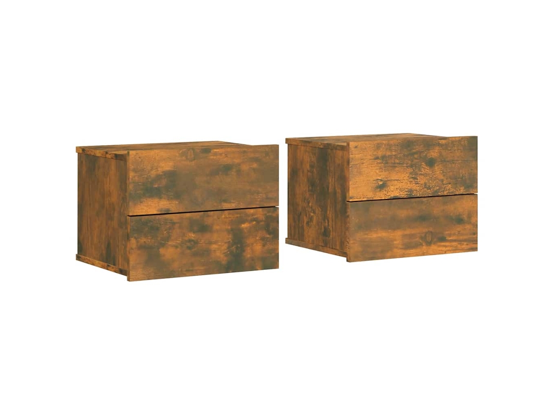 Juego de 2 mesitas de noche de madera de roble ahumado MAISON EXCLUSIVE (40x30x30 cm)