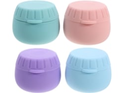 Conjunto De 4 Potes Cosméticos Reutilizáveis De Silicone Para Loção E Joias, Ideais Para Viagens E Armazenamento.