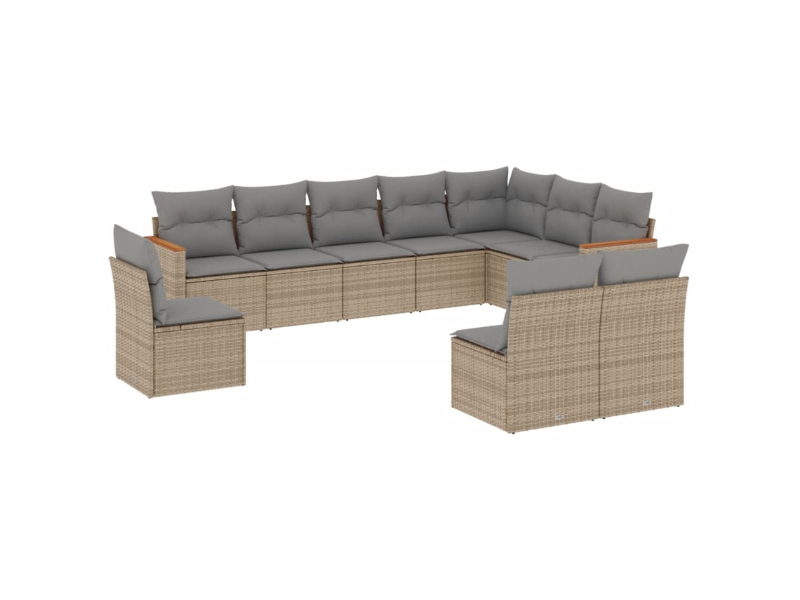 Maison Exclusive - Juego De Sofás Jardín Con Cojines Beige 10 Pzas Ratán Sintético