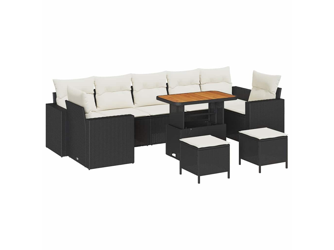 Maison Exclusive - Conjunto de sofás de jardín de mimbre beige y crema de 13 piezas