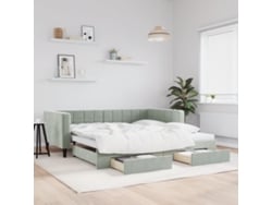 Sofá Cama Nido Con Cajones Terciopelo Gris Claro 100x200 Cm