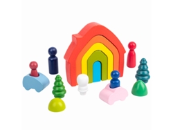 Peças De Madeira Empilháveis Da Casa Do Arco-íris, Brinquedos Montessori De Formas E Cores, Conjunto De Peças Criativas Para Crianças