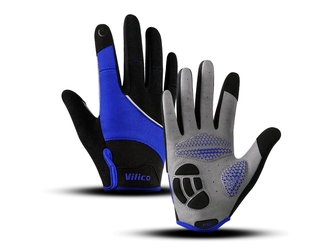 (azul L) Guantes Unisex Para Ciclismo Y Senderismo Al Aire Libre, Engrosados, Transpirables, Antideslizantes Y Que Absorben Los Impactos.