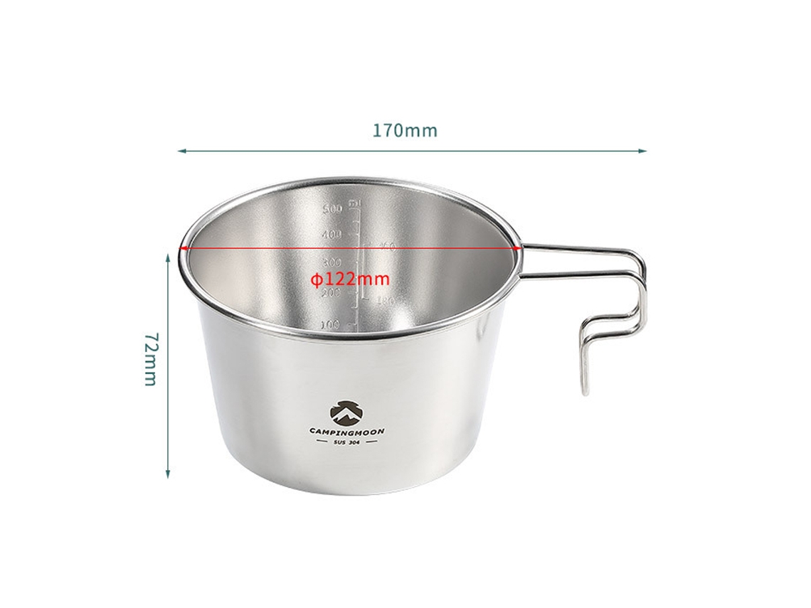 Bacia Sierra De Aço Inoxidável 600ml Para Camping E Piquenique, Utensílio Portátil Com Alça E Escalas