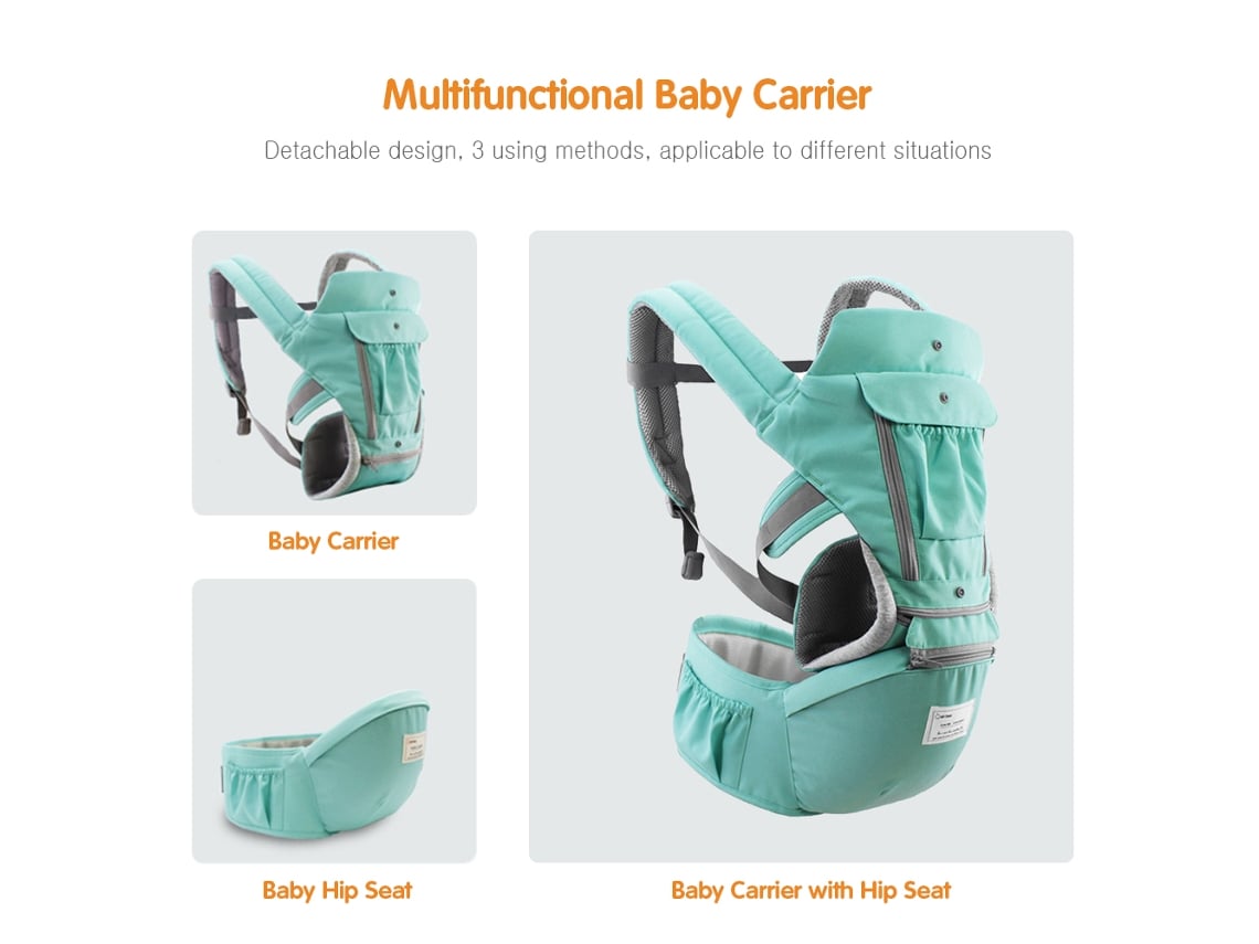 Portabebés Multifuncional Transpirable Con Asiento De Cadera Ajustable Para Bebés De 0 A 36 Meses.
